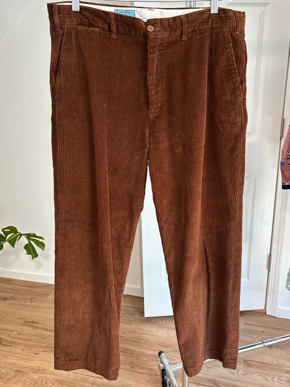 Castaway brown corduroy 5 pocket pants, 38 waist